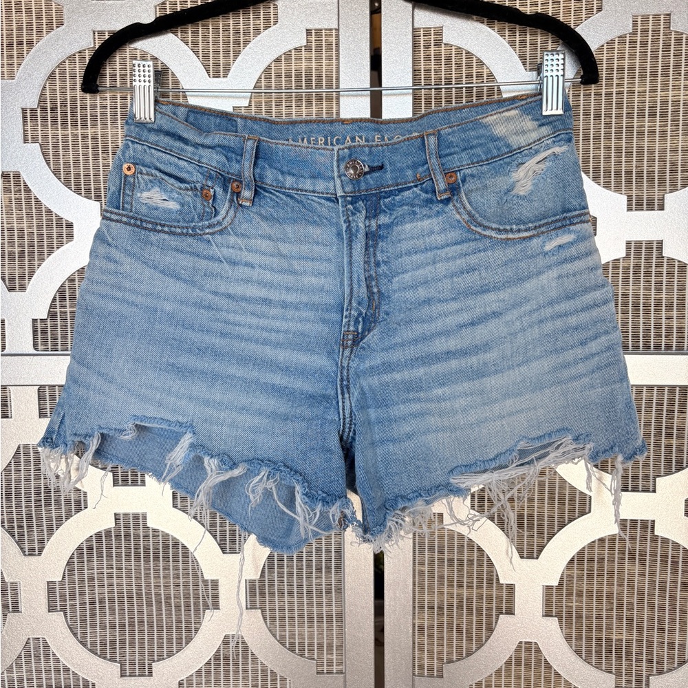 American Eagle Outfitters Light Blue Frayed Jean Shorts